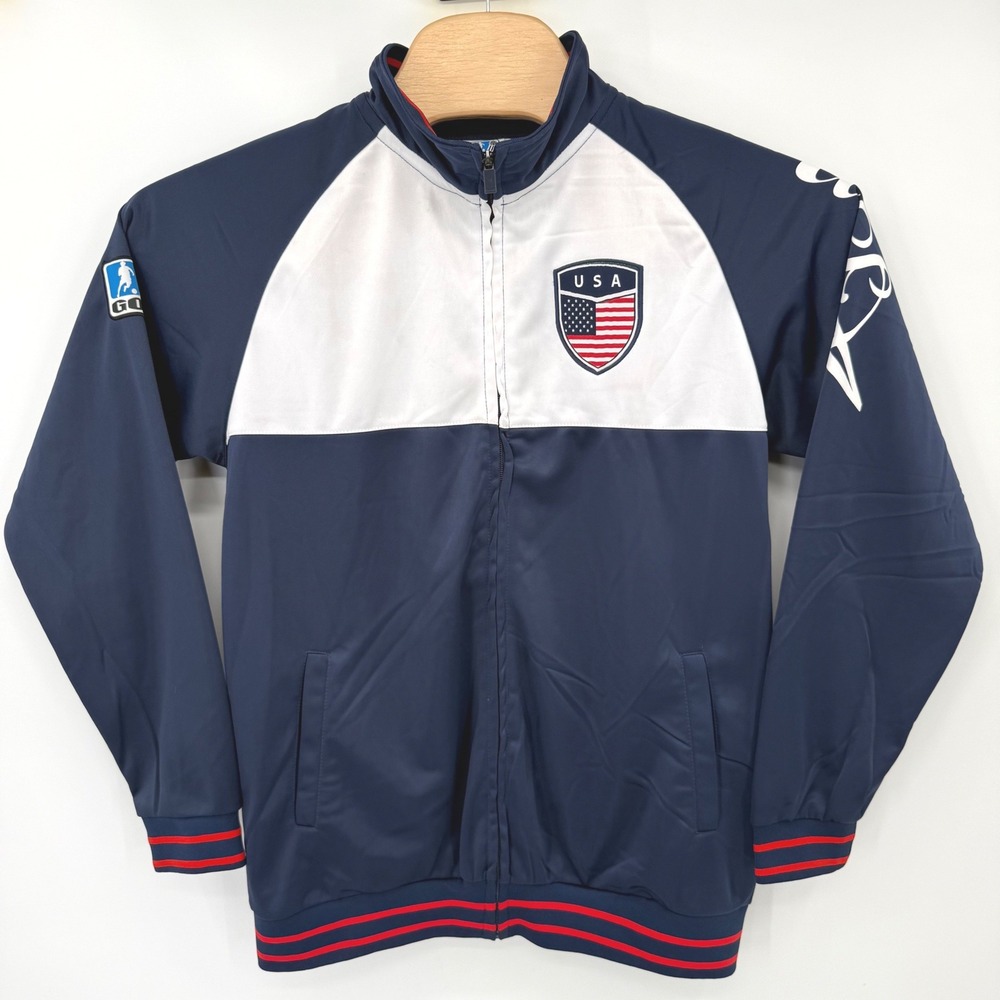 GOL Track Jacket Men Large Navy USA Soccer Full Zip Patriotic Lightweight Sporty